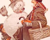 诺曼洛克威尔 - Grandfather and Snowman